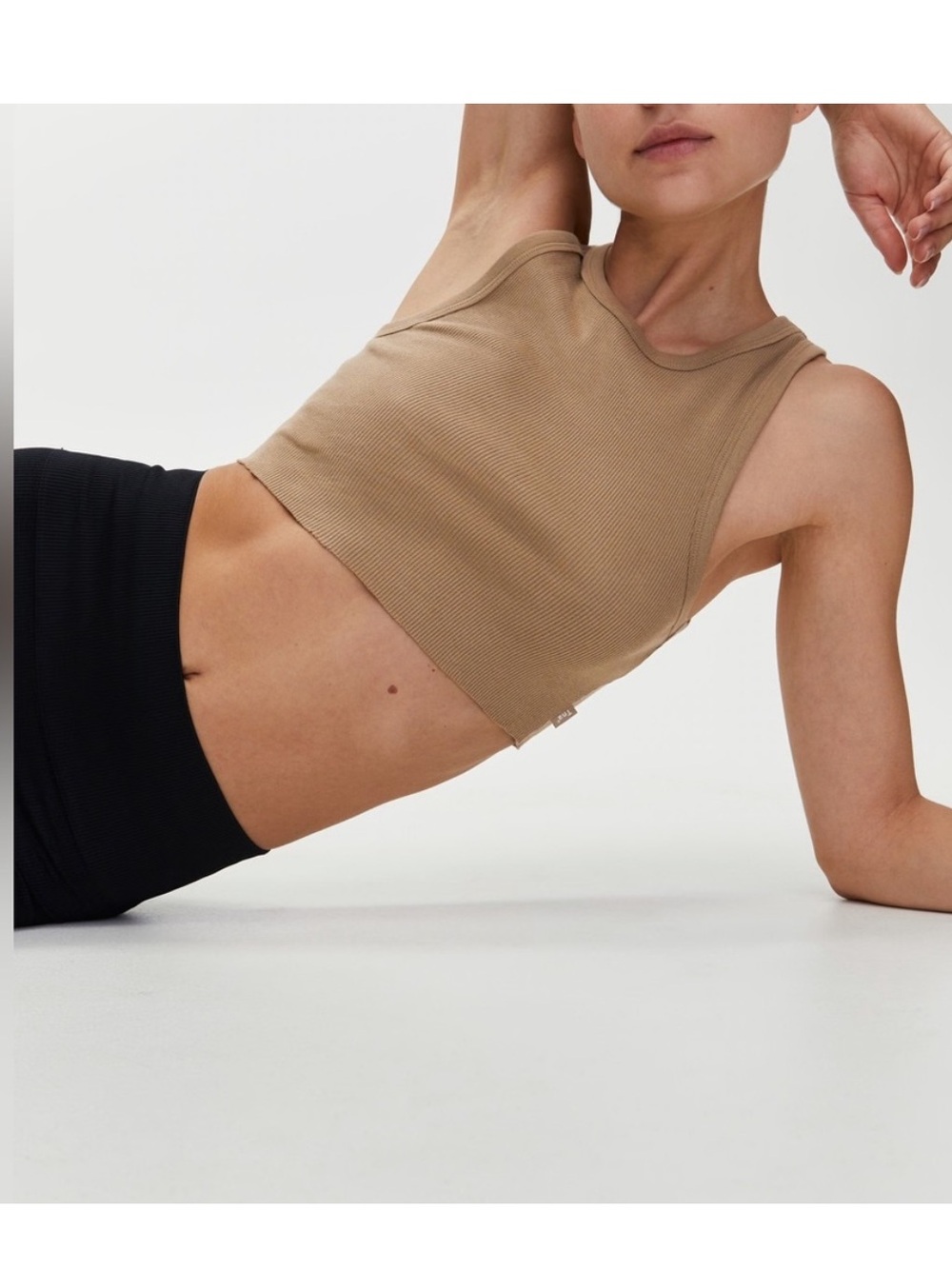 Aritzia Tna Ribbed Cropped Tank - Tan Beige Warm Taupe